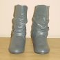 NEW Ladies ANKLE BOOTS Slouchy Buckle Flats Shoes SIZE 7.5 GRAY