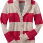 NWT Old Navy BOYFRIEND CARDIGAN Shawl Collar Sweater XXL 16/18 RED & CREAM STRIPE