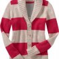 NWT Old Navy BOYFRIEND CARDIGAN Shawl Collar Sweater XXL 16/18 RED & CREAM STRIPE