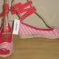NEW Old Navy ANKLE TIE ESPADRILLES Wedge Sandals 7M RED STRIPE Shoes