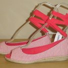 NEW Old Navy ANKLE TIE ESPADRILLES Wedge Sandals 7M RED STRIPE Shoes