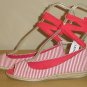 NEW Old Navy ANKLE TIE ESPADRILLES Wedge Sandals 7M RED STRIPE Shoes