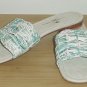 TOMMY BAHAMA SANDALS Woven Slides SIZE 6.5 BLUE Leather Shoes