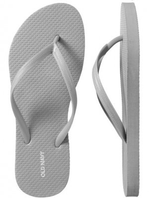 NEW METALLIC Ladies FLIP FLOPS Old Navy Sandals SIZE 11 SILVER Shoes pool beach