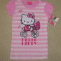 NEW Sanrio HELLO KITTY TOP Girls Glitter Graphic T-Shirt SIZE 5 PINK STRIPE Cotton