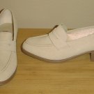 NIB Ladies LOAFER SHOES Slip On Stacked Heels 11M TAN Suede