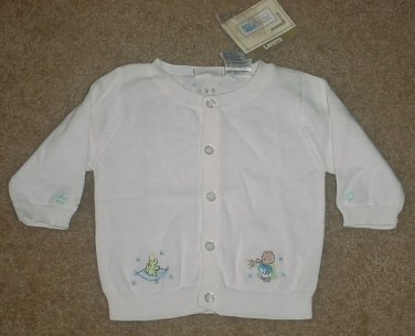 NWT McBaby CARDIGAN SWEATER Newborn Layette SIZE 0-3 MONTHS White Cotton