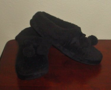 NIB Womes SLIPPERS Dearfoams Plush Lined XL 11-12M BLACK Indoor/Outdoor Shoes