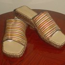 NEW Andre Assou PLATFORM ESPADRILLES Ladies Silk Slides SIZE 10 Multicolor Shoes