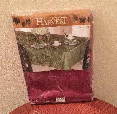 New DAMASK TABLECLOTH Autumn Harvest Rectangle 52x70 CABERNET RED Dining Cotton Blend