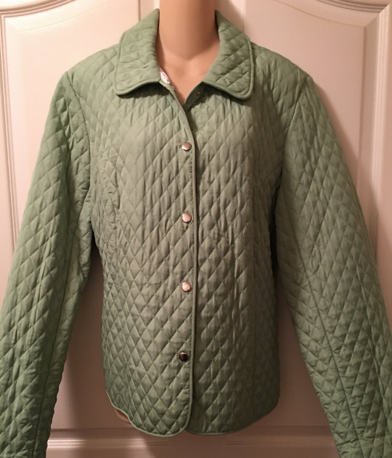 NEW Ladies QUILTED JACKET Briggs New York Size XL MINT GREEN Snap Front Coat
