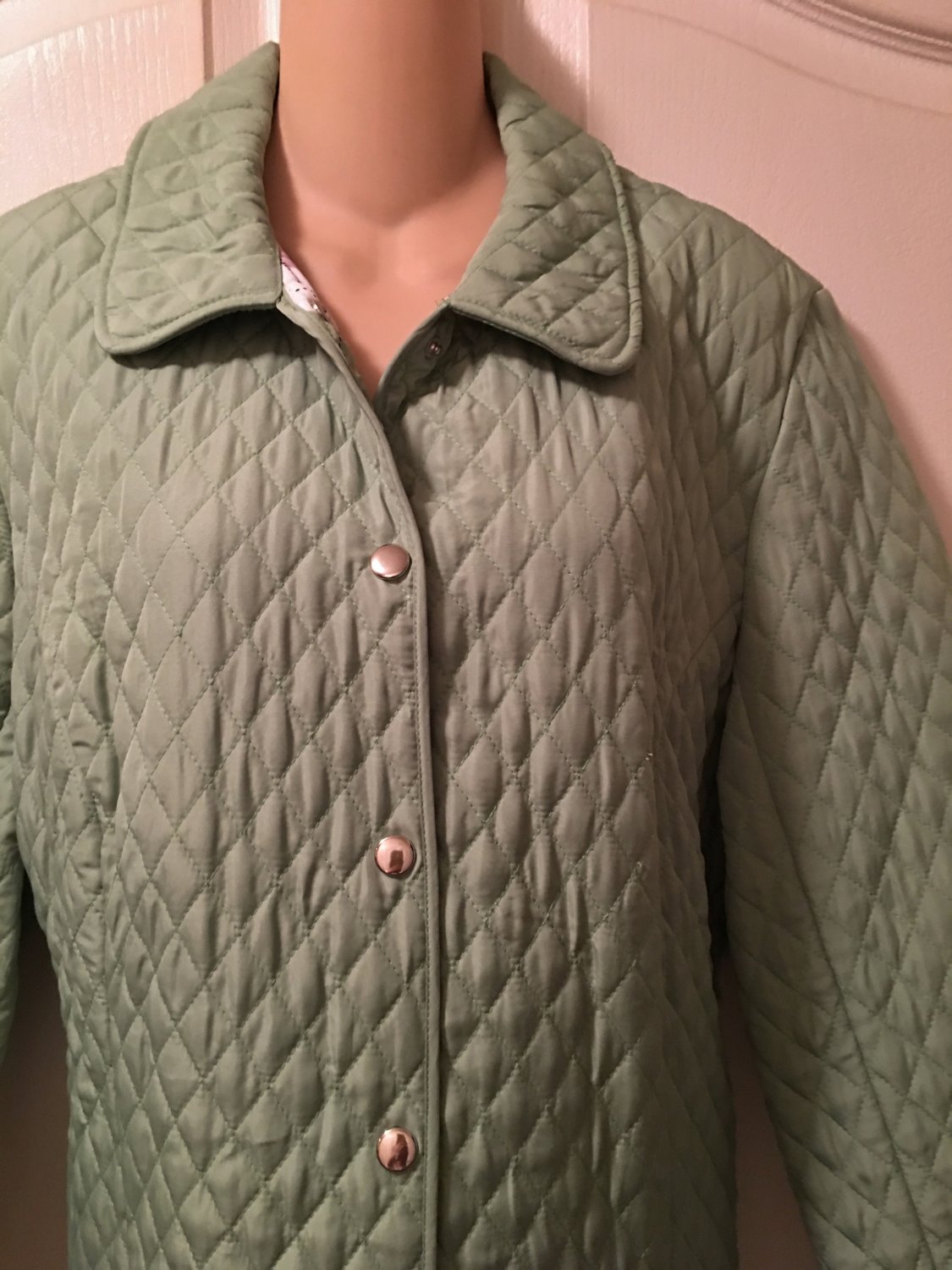 NEW Ladies QUILTED JACKET Briggs New York Size XL MINT GREEN Snap Front ...