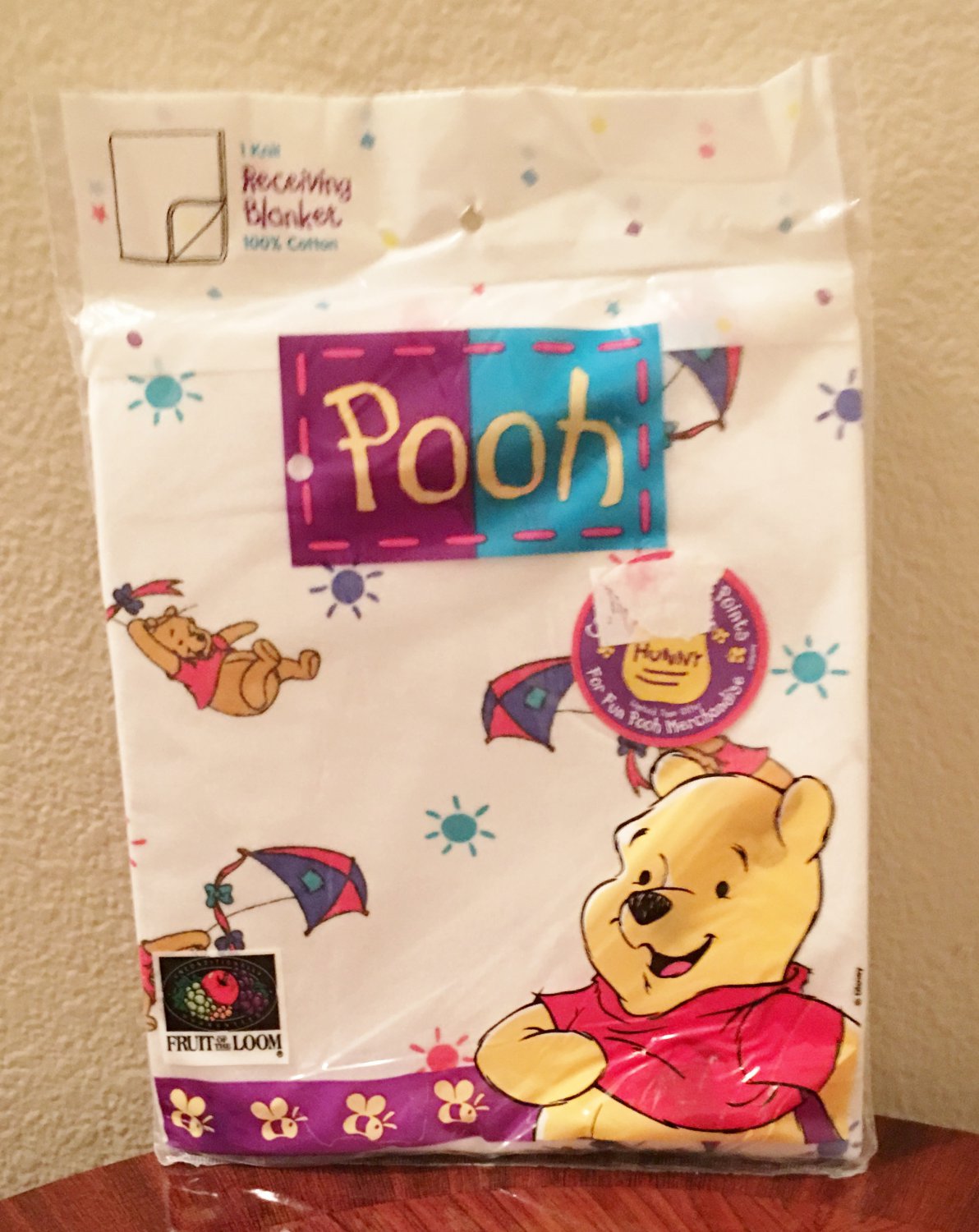 NWT Baby RECEIVING BLANKET WINNIE the POOH Cotton Knit Multicolor