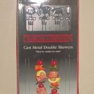 NIB Charcoal Companion BBQ GRILLING DOUBLE SKEWERS Kabob Set of 4 Cast Metal l