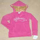 New GIRLS Sideout FUR TRIM HOODIE Sweatshirt Top SIZE 16 PINK Cotton/Spandex