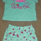 NWT Girls SHORT SET Looney Tunes 2 PIECES Size 6/6X Cotton AQUA BLUE