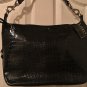 NWT Lauren RALPH LAUREN PURSE Croc Hobo Shoulder Bag Large BLACK