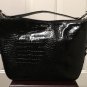 NWT Lauren RALPH LAUREN PURSE Croc Hobo Shoulder Bag Large BLACK