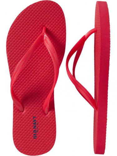 ladies red flip flops