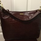 NWT RALPH LAUREN PURSE Croc Hobo Shoulder Bag Large BROWN