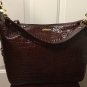 NWT RALPH LAUREN PURSE Croc Hobo Shoulder Bag Large BROWN