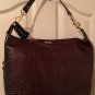 NWT RALPH LAUREN PURSE Croc Hobo Shoulder Bag Large BROWN