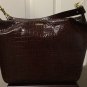 NWT RALPH LAUREN PURSE Croc Hobo Shoulder Bag Large BROWN