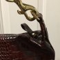 NWT RALPH LAUREN PURSE Croc Hobo Shoulder Bag Large BROWN