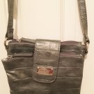 Nine West CROSSBODY PURSE Multi-Compartment Shoulder Bag ANTIQUE SILVER Croc