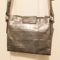 Nine West CROSSBODY PURSE Multi-Compartment Shoulder Bag ANTIQUE SILVER Croc