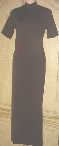 Harolds TURTLENECK DRESS Fitted Mid Calf Sheath SMALL 6/8 BROWN Stretch Knit
