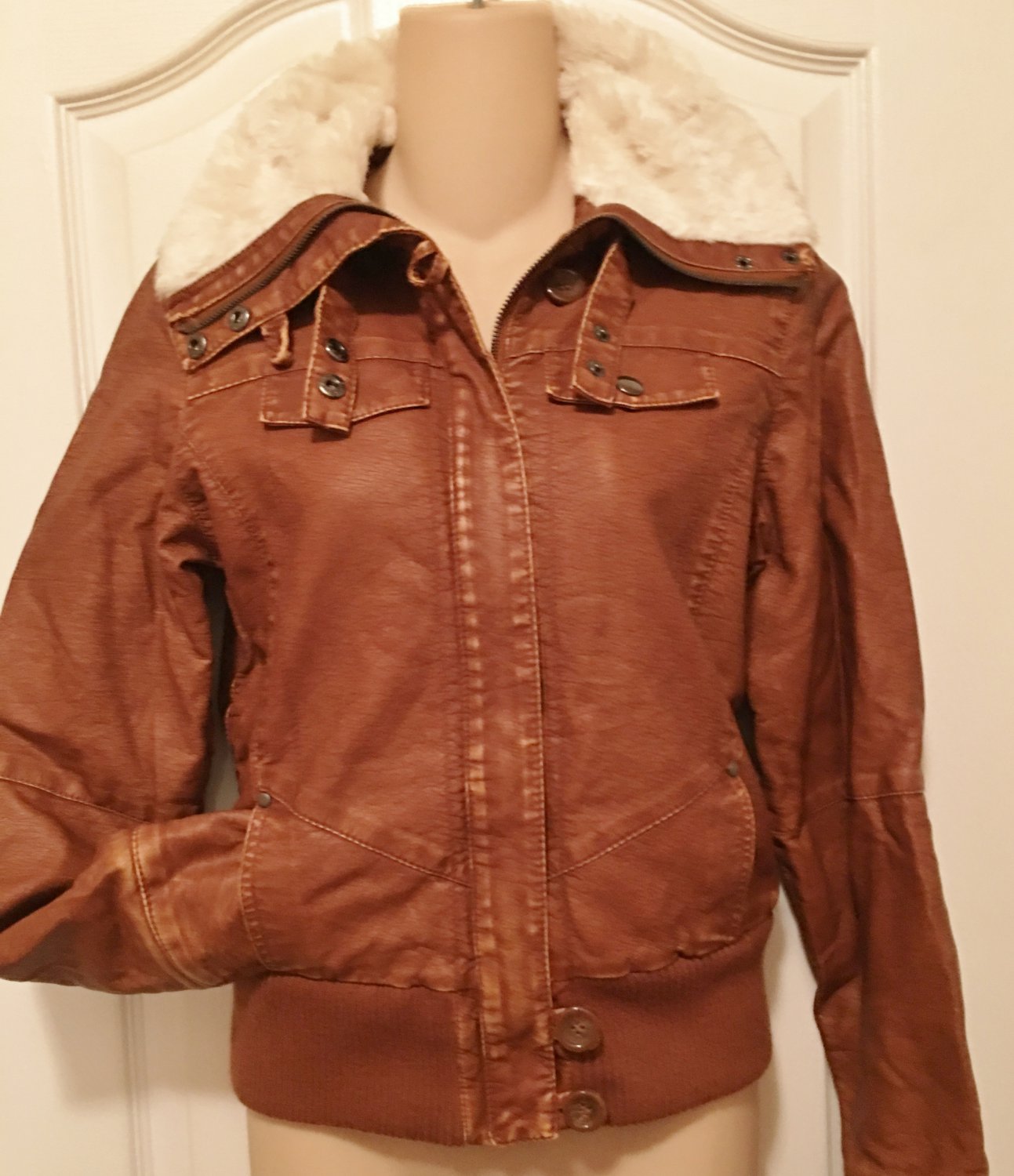 Faux leather bomber jacket juniors