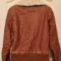 New LEATHER BOMBER JACKET Juniors Faux Fur Lined Winter Coat SMALL Brown