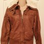 New LEATHER BOMBER JACKET Juniors Faux Fur Lined Winter Coat SMALL Brown