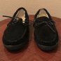 NEW Mens SLIPPERS Shearling Lined Mocs 11M Indoor/Outdoor Shoes BLACK SUEDE