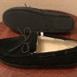 NEW Mens SLIPPERS Shearling Lined Mocs 11M Indoor/Outdoor Shoes BLACK SUEDE