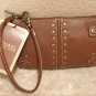 NWT MICHAEL KORS WRISTLET Studded Leather Purse HONEY BROWN Auth