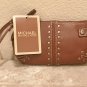 NWT MICHAEL KORS WRISTLET Studded Leather Purse HONEY BROWN Auth