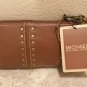 NWT MICHAEL KORS WRISTLET Studded Leather Purse HONEY BROWN Auth