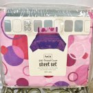 New SHEET SET Kids 3 Piece Set TWIN SIZE 100% Cotton PINK / PURPLE PRINT