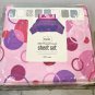 New SHEET SET Kids 3 Piece Set TWIN SIZE 100% Cotton PINK / PURPLE PRINT