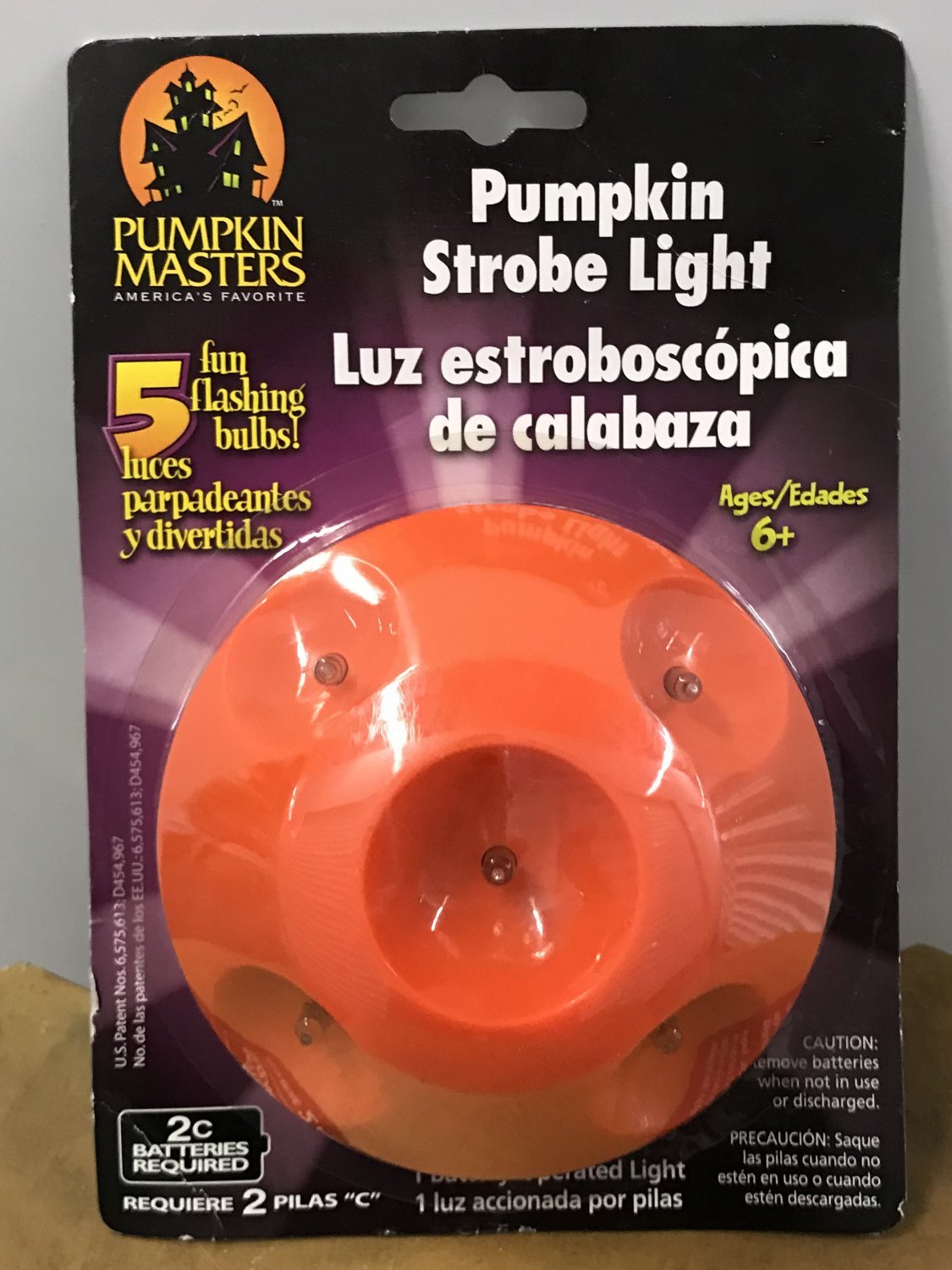 HALLOWEEN PUMPKIN STROBE LIGHT 5 Flashing Bulbs Battery Operated DECOR