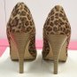 Ladies PEEP TOE PUMPS Anne Michelle Platform Heels SIZE 8 CHEETAH PRINT Suede