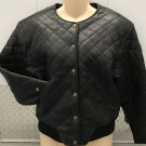Ladies LEATHER JACKET Quilted Bomber SMALL Black Lined
