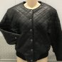 Ladies LEATHER JACKET Quilted Bomber SMALL Black Lined
