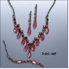 Avon Red Chevron Three-Piece Gift Set Costume Jewelry Vintage Look Necklace Earrings Bracelet
