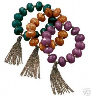 Avon Chunky Beaded Stretch Bracelet  Amethyst Costume Jewelry VHTF