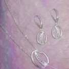 Avon Believe in Love Oval Necklace and Earring Set ~Silvertone Crystal Costume Jewelry