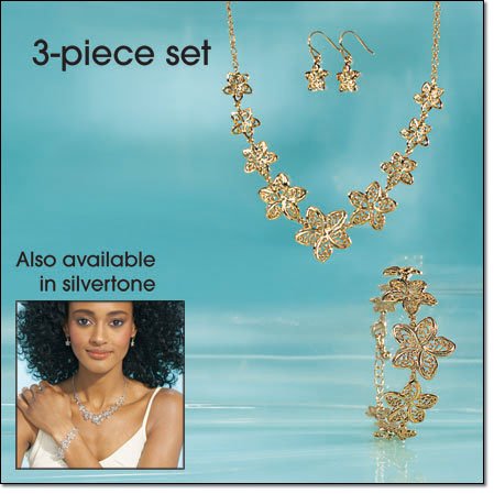 Avon 3 Piece Filigree Flower Necklace Gift Set ~ Silvertone Costume Jewelry