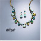 Avon Teal Rhinestone Collar Necklace & Earring Set ~ Antique Goldtone Costume Jewelry Christmas HTF